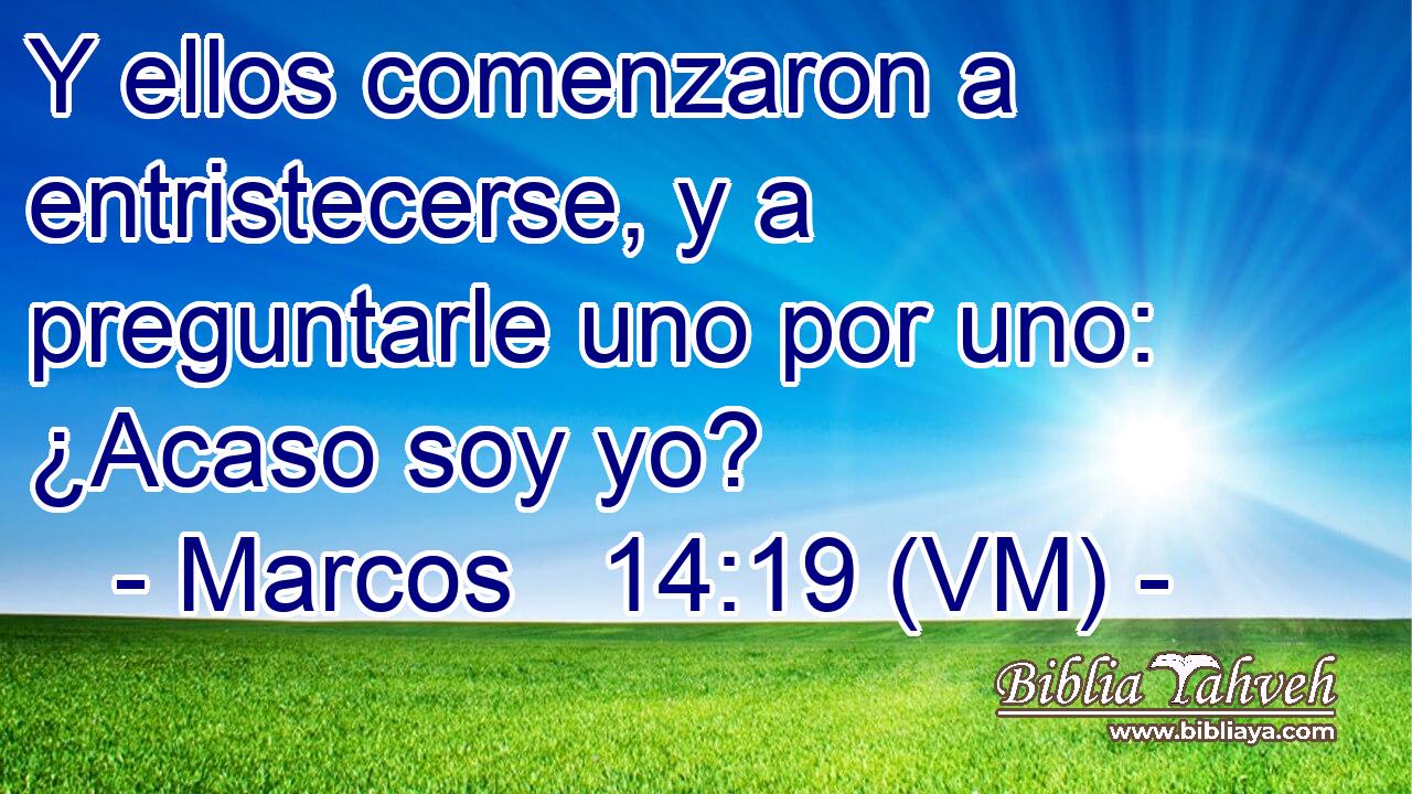  Y ellos comenzaron a entristecerse, y a preguntarle uno por uno: ¿Acaso soy yo? 