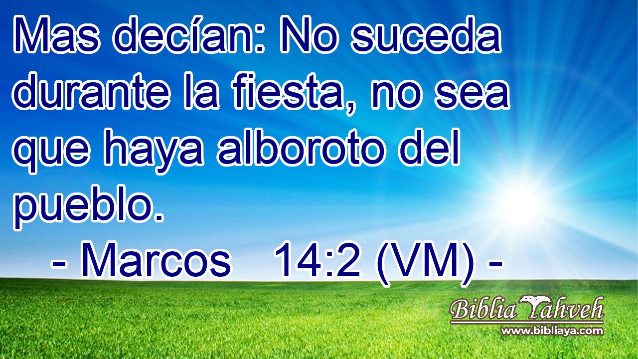  Mas decían: No suceda durante la fiesta, no sea que haya alboroto del pueblo. 