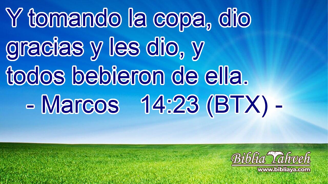 Y tomando la copa, dio gracias y les dio, y todos bebieron de ella.