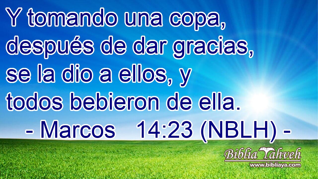  Y tomando una copa, después de dar gracias, se la dio a ellos, y todos bebieron de ella. 