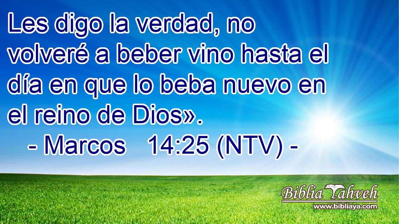 Les digo la verdad, no volveré a beber vino hasta el día en que lo beba nuevo en el reino de Dios».
