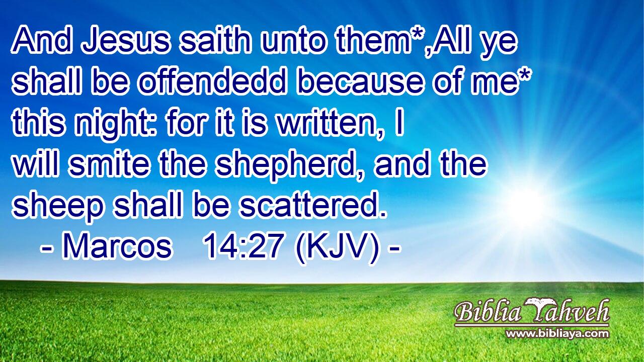 And Jesus saith unto them*,All ye shall be offendedd because of me* this night: for it is written, I will smite the shepherd, and the sheep shall be scattered.