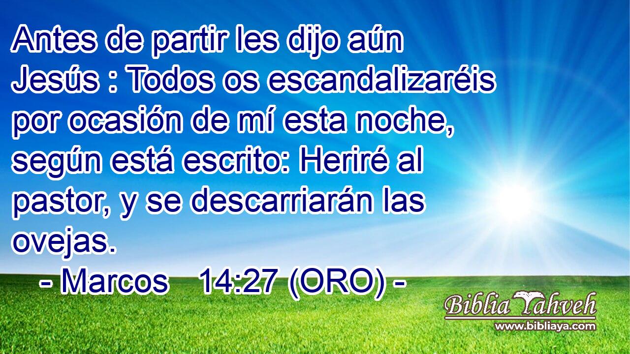  Antes de partir les dijo aún Jesús : Todos os escandalizaréis por ocasión de mí esta noche, según está escrito: Heriré al pastor, y se descarriarán las ovejas. 
