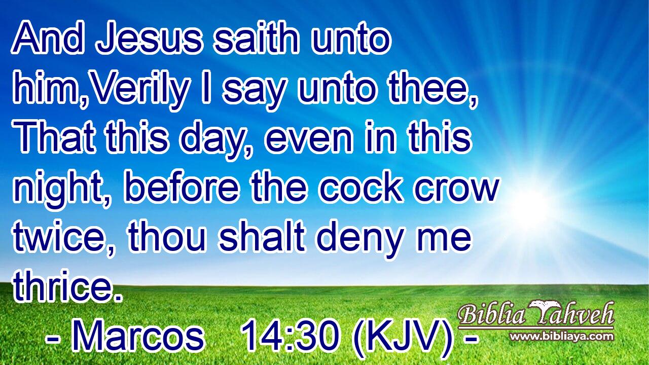 And Jesus saith unto him,Verily I say unto thee, That this day, even in this night, before the cock crow twice, thou shalt deny me thrice.