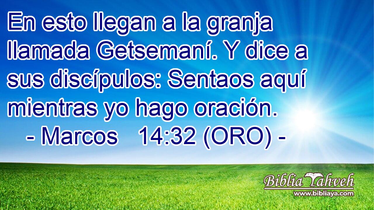  En esto llegan a la granja llamada Getsemaní. Y dice a sus discípulos: Sentaos aquí mientras yo hago oración. 