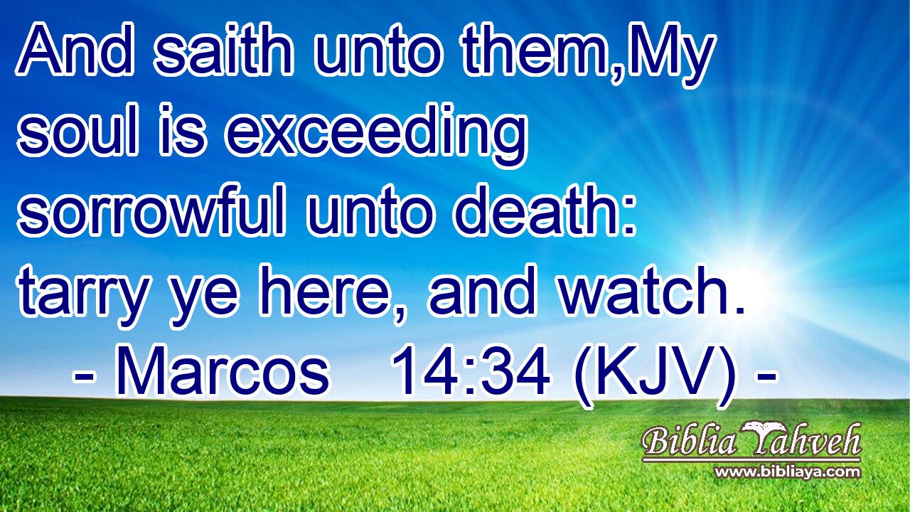 And saith unto them,My soul is exceeding sorrowful unto death: tarry ye here, and watch.