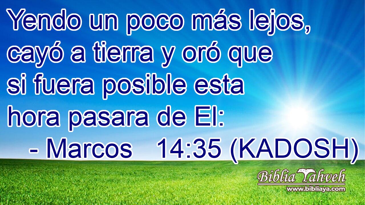  Yendo un poco más lejos, cayó a tierra y oró que si fuera posible esta hora pasara de El: 