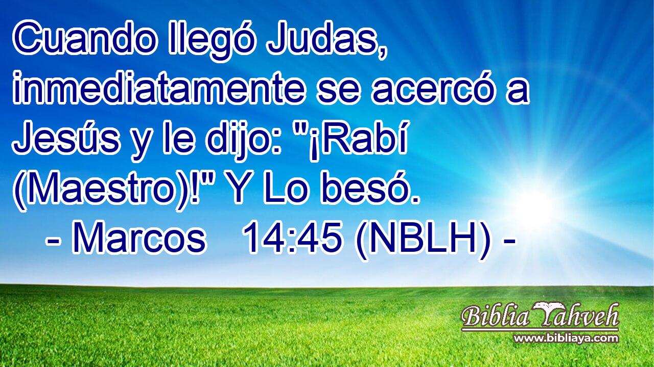  Cuando llegó Judas, inmediatamente se acercó a Jesús y le dijo: 