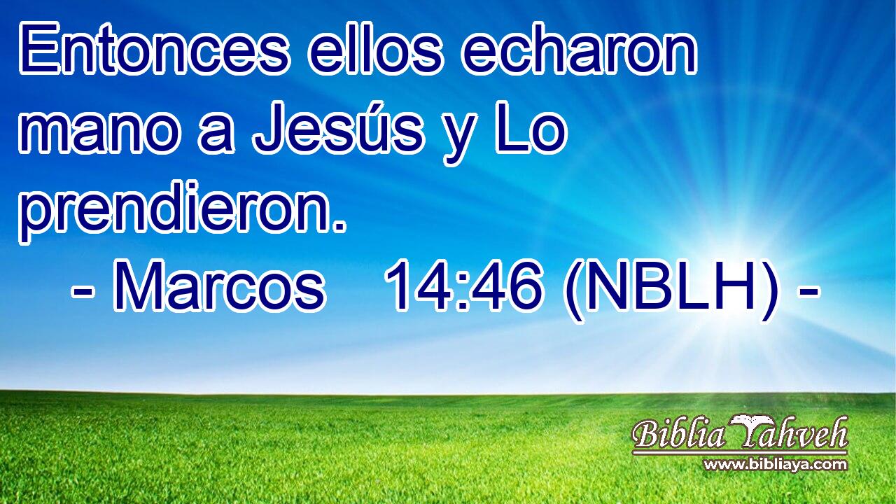  Entonces ellos echaron mano a Jesús y Lo prendieron. 