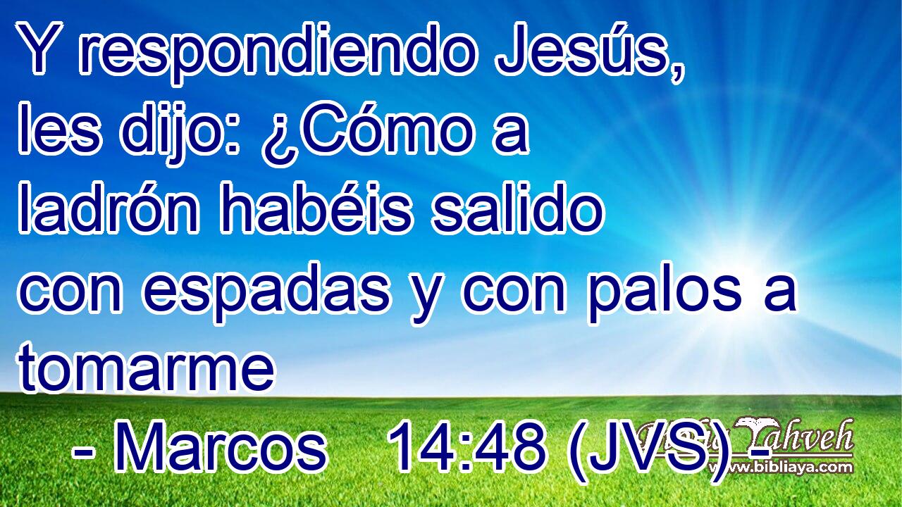 Y respondiendo Jesús, les dijo: ¿Cómo a ladrón habéis salido con espadas y con palos a tomarme