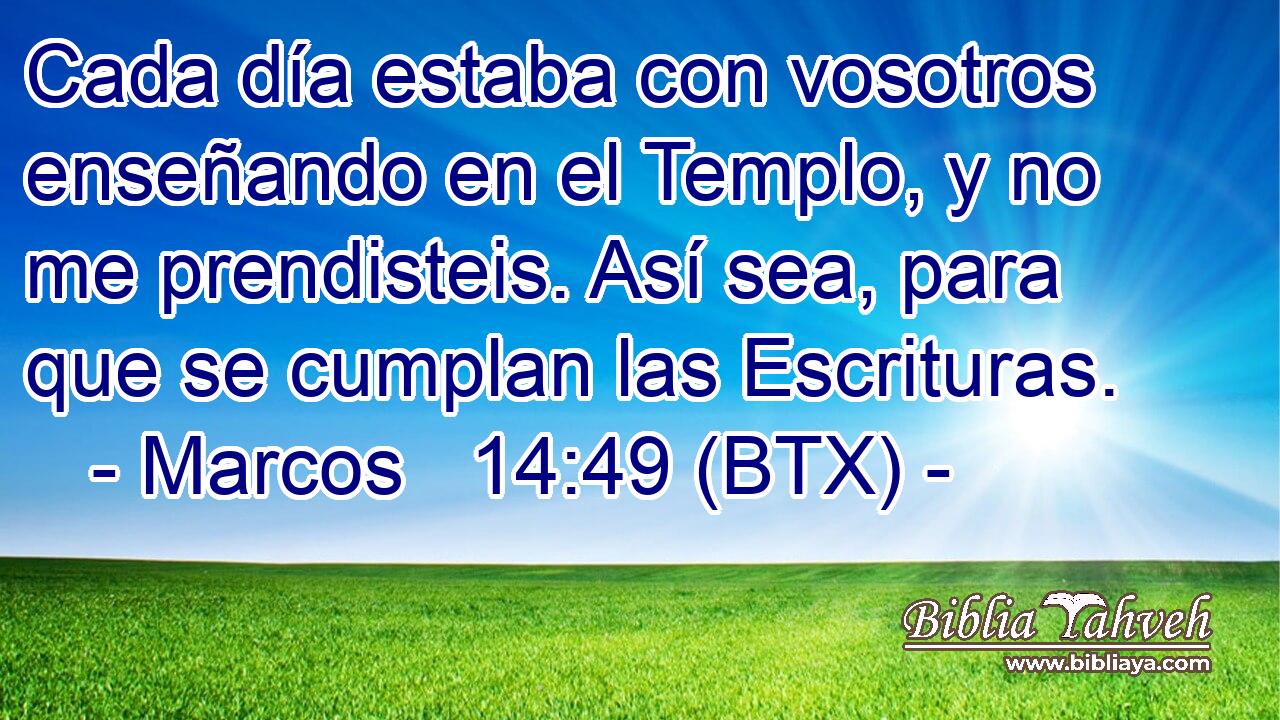 Cada día estaba con vosotros enseñando en el Templo, y no me prendisteis. Así sea, para que se cumplan las Escrituras.