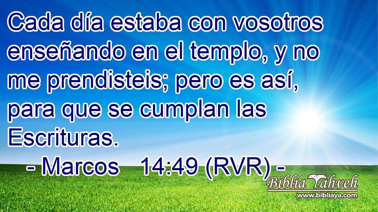 Cada día estaba con vosotros enseñando en el templo, y no me prendisteis; pero es así, para que se cumplan las Escrituras.