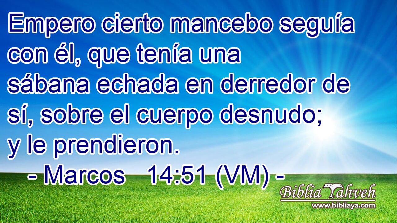  Empero cierto mancebo seguía con él, que tenía una sábana echada en derredor de sí, sobre el cuerpo desnudo; y le prendieron. 