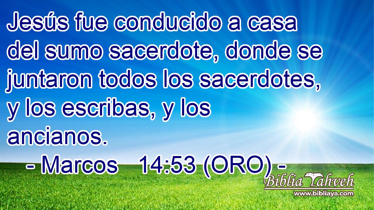  Jesús fue conducido a casa del sumo sacerdote, donde se juntaron todos los sacerdotes, y los escribas, y los ancianos. 