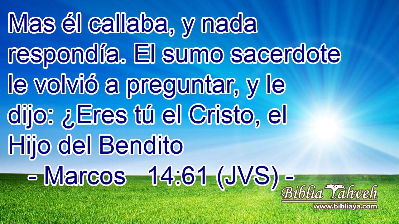 Mas él callaba, y nada respondía. El sumo sacerdote le volvió a preguntar, y le dijo: ¿Eres tú el Cristo, el Hijo del Bendito