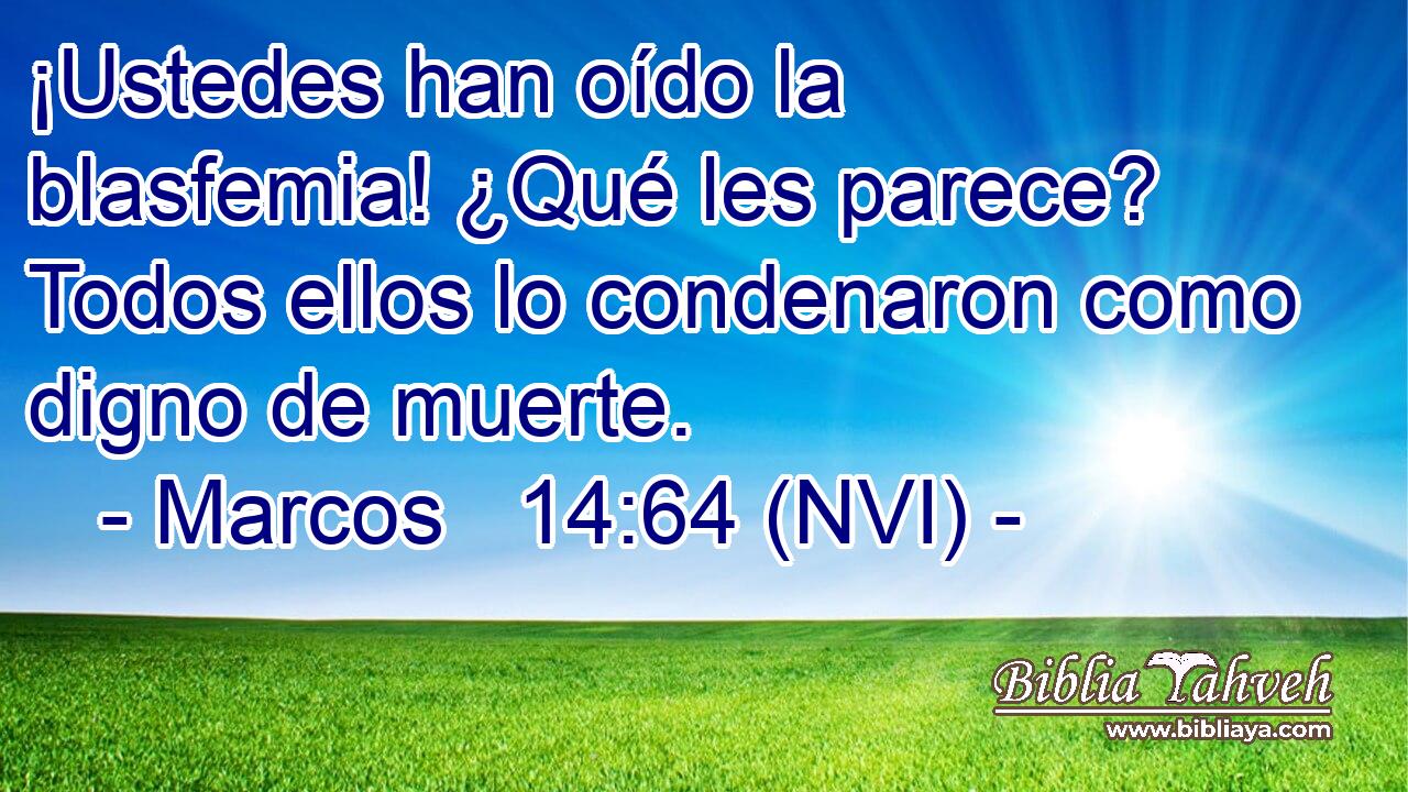  ¡Ustedes han oído la blasfemia! ¿Qué les parece? Todos ellos lo condenaron como digno de muerte. 