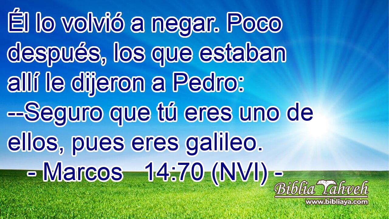 Él lo volvió a negar. Poco después, los que estaban allí le dijeron a Pedro: --Seguro que tú eres uno de ellos, pues eres galileo. 