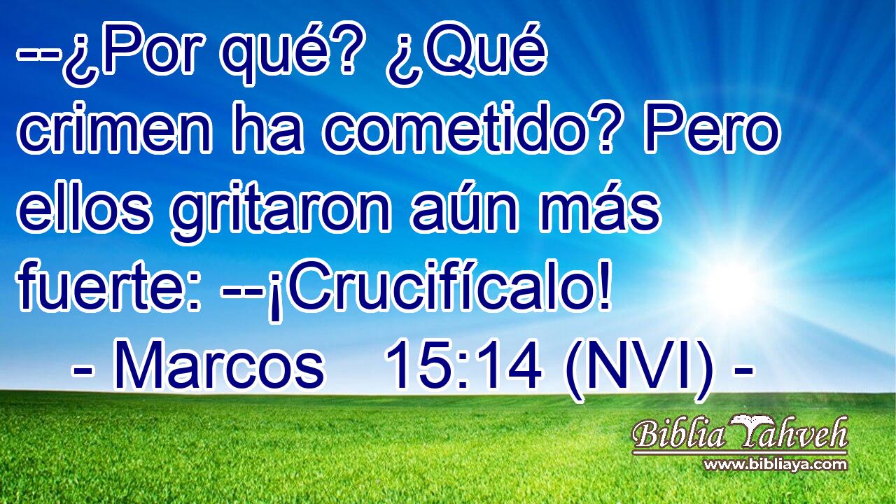  --¿Por qué? ¿Qué crimen ha cometido? Pero ellos gritaron aún más fuerte: --¡Crucifícalo! 