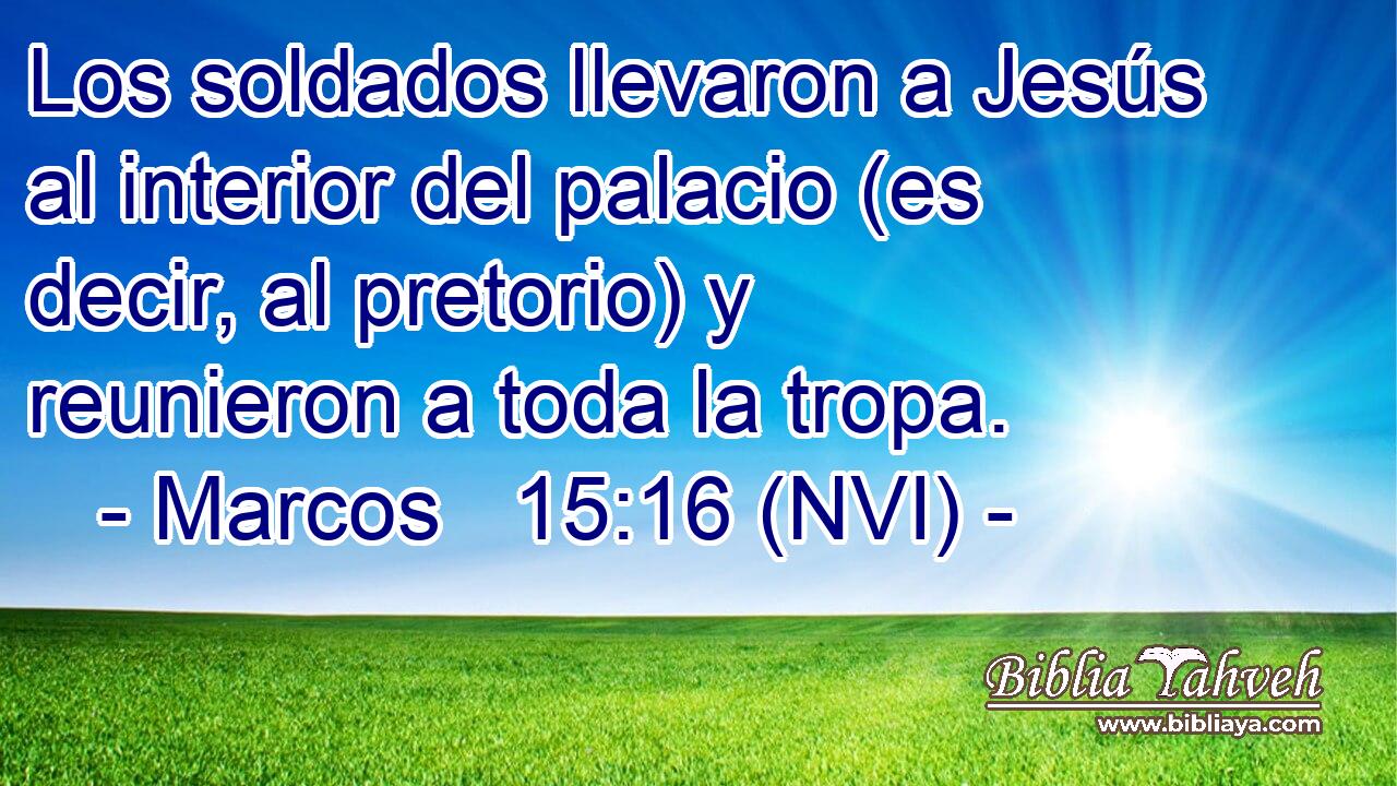  Los soldados llevaron a Jesús al interior del palacio (es decir, al pretorio) y reunieron a toda la tropa. 