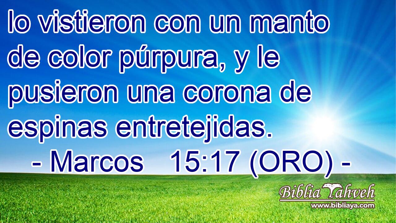  lo vistieron con un manto de color púrpura, y le pusieron una corona de espinas entretejidas. 