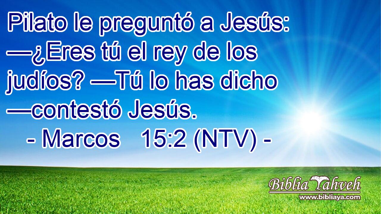 Pilato le preguntó a Jesús: —¿Eres tú el rey de los judíos? —Tú lo has dicho —contestó Jesús.
