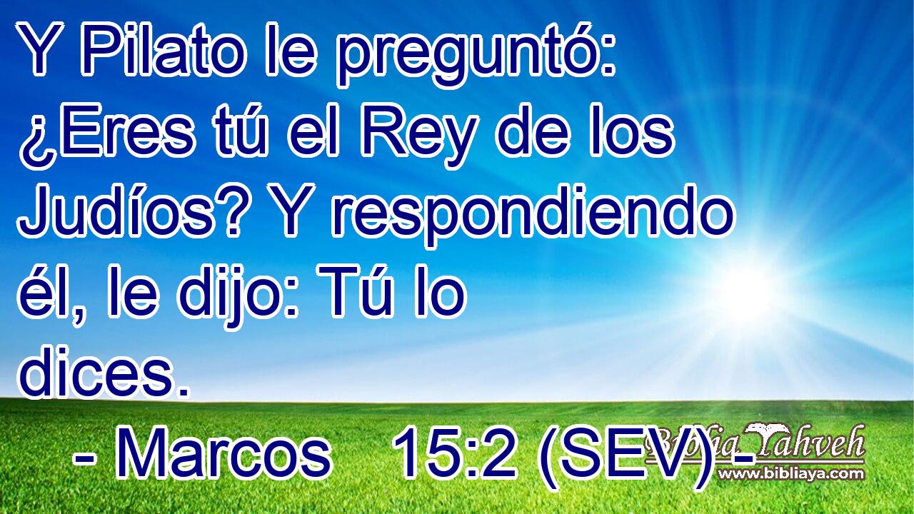 Y Pilato le preguntó: ¿Eres tú el Rey de los Judíos? Y respondiendo él, le dijo: Tú lo dices.