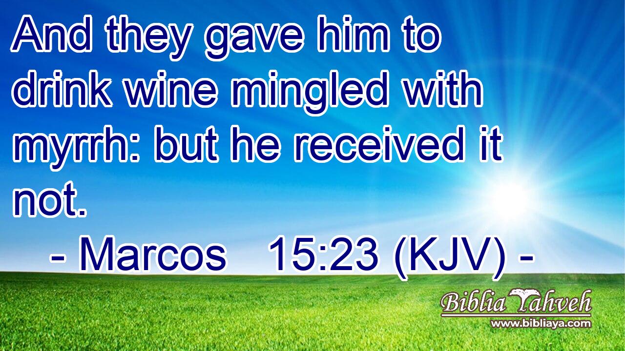 And they gave him to drink wine mingled with myrrh: but he received it not.