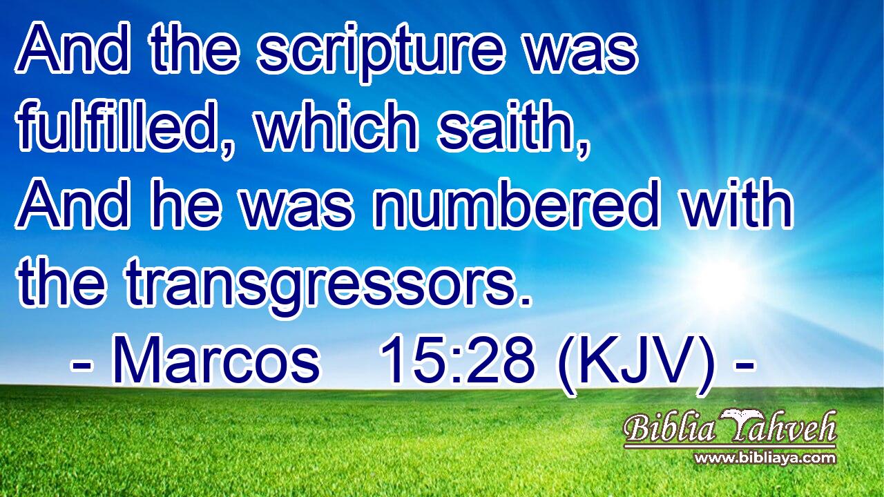 And the scripture was fulfilled, which saith, And he was numbered with the transgressors.