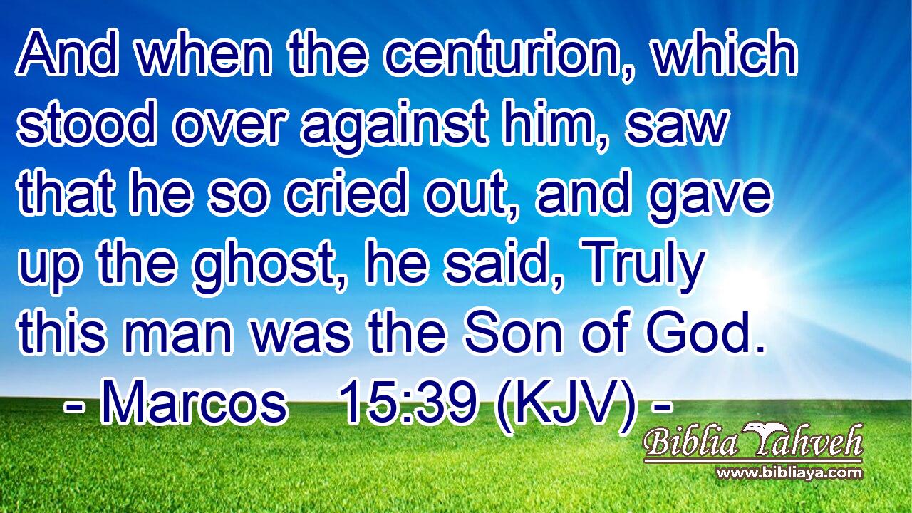 And when the centurion, which stood over against him, saw that he so cried out, and gave up the ghost, he said, Truly this man was the Son of God.