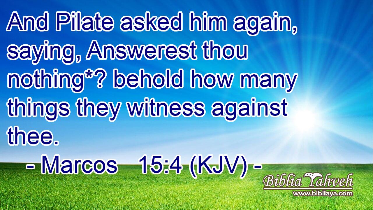 And Pilate asked him again, saying, Answerest thou nothing*? behold how many things they witness against thee.