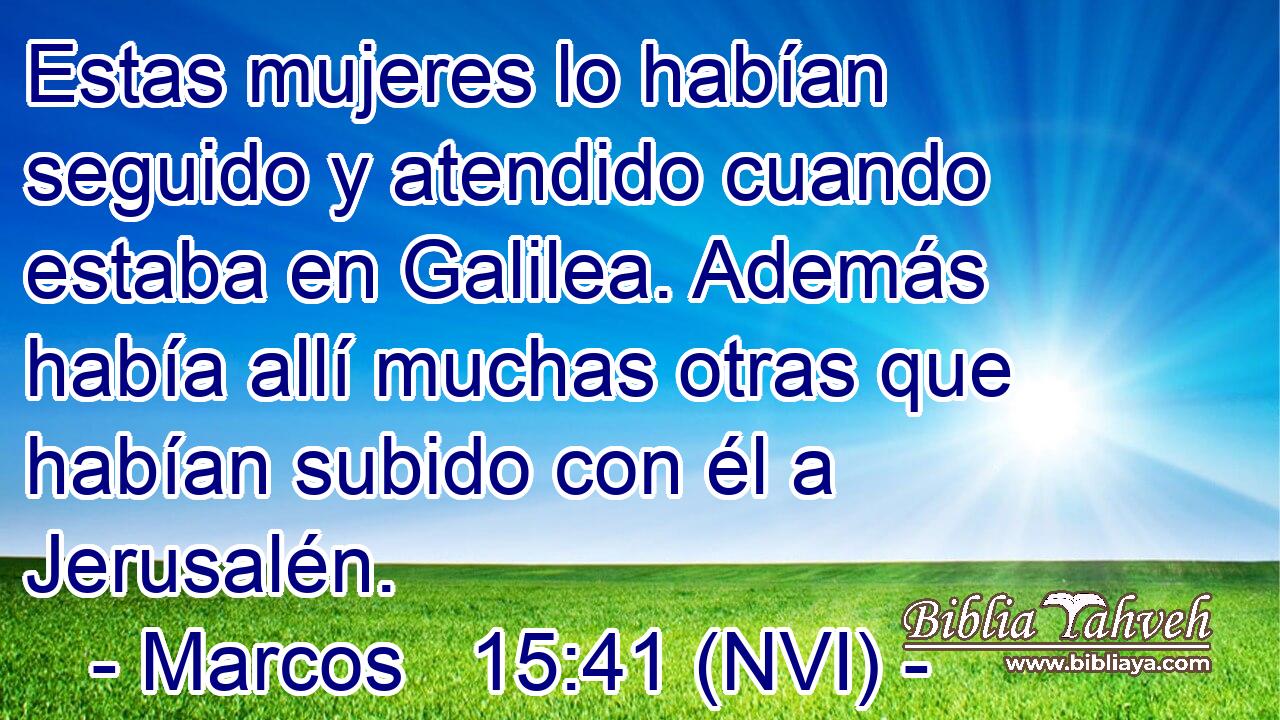  Estas mujeres lo habían seguido y atendido cuando estaba en Galilea. Además había allí muchas otras que habían subido con él a Jerusalén. 
