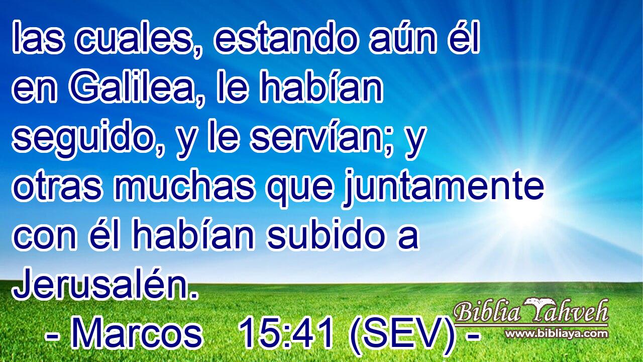 las cuales, estando aún él en Galilea, le habían seguido, y le servían; y otras muchas que juntamente con él habían subido a Jerusalén.
