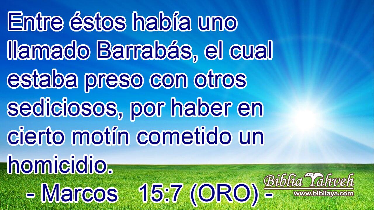  Entre éstos había uno llamado Barrabás, el cual estaba preso con otros sediciosos, por haber en cierto motín cometido un homicidio. 