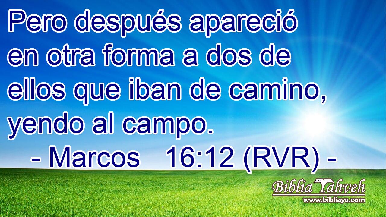 Pero después apareció en otra forma a dos de ellos que iban de camino, yendo al campo.