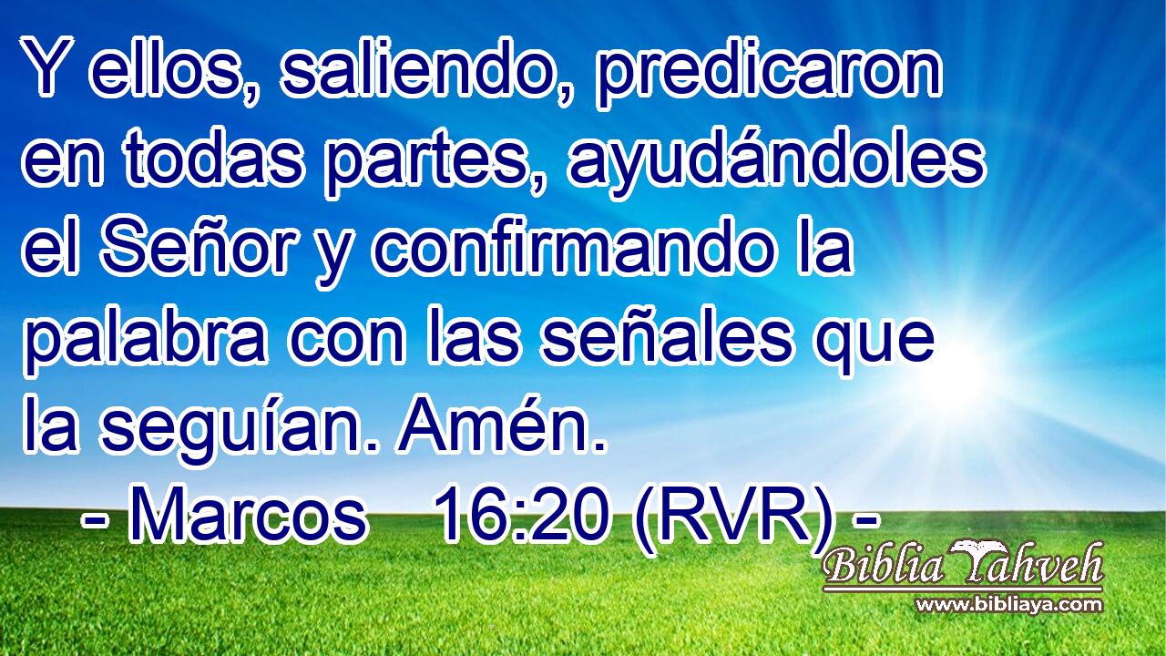 Y ellos, saliendo, predicaron en todas partes, ayudándoles el Señor y confirmando la palabra con las señales que la seguían. Amén.