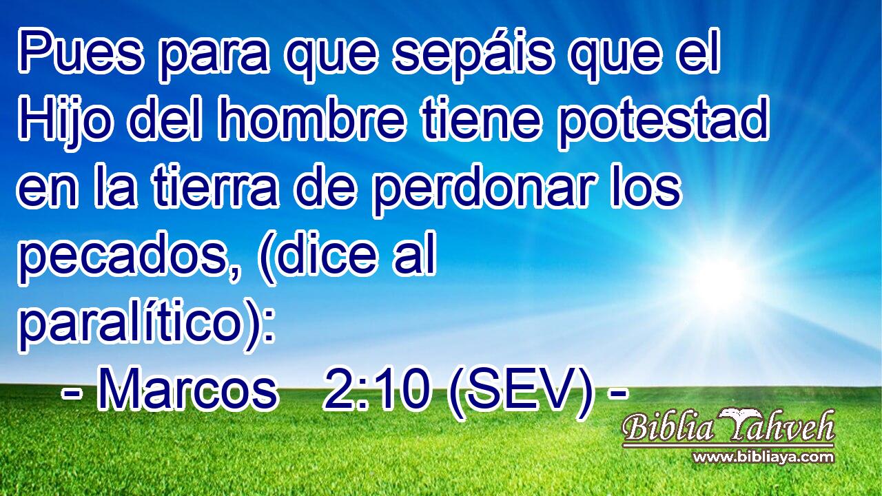 Pues para que sepáis que el Hijo del hombre tiene potestad en la tierra de perdonar los pecados, (dice al paralítico):