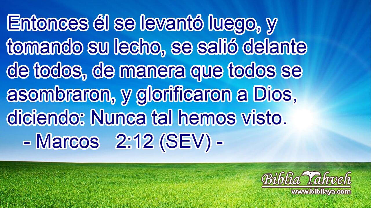 Entonces él se levantó luego, y tomando su lecho, se salió delante de todos, de manera que todos se asombraron, y glorificaron a Dios, diciendo: Nunca tal hemos visto.