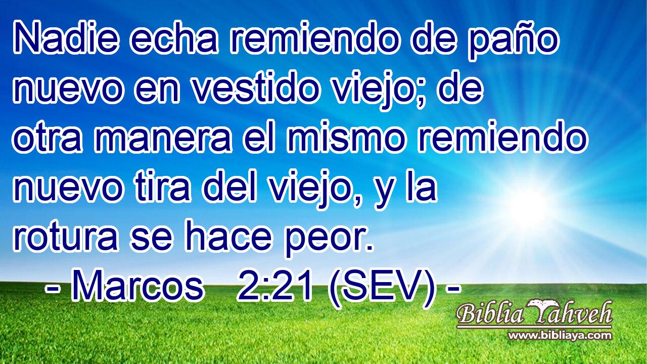 Nadie echa remiendo de paño nuevo en vestido viejo; de otra manera el mismo remiendo nuevo tira del viejo, y la rotura se hace peor.