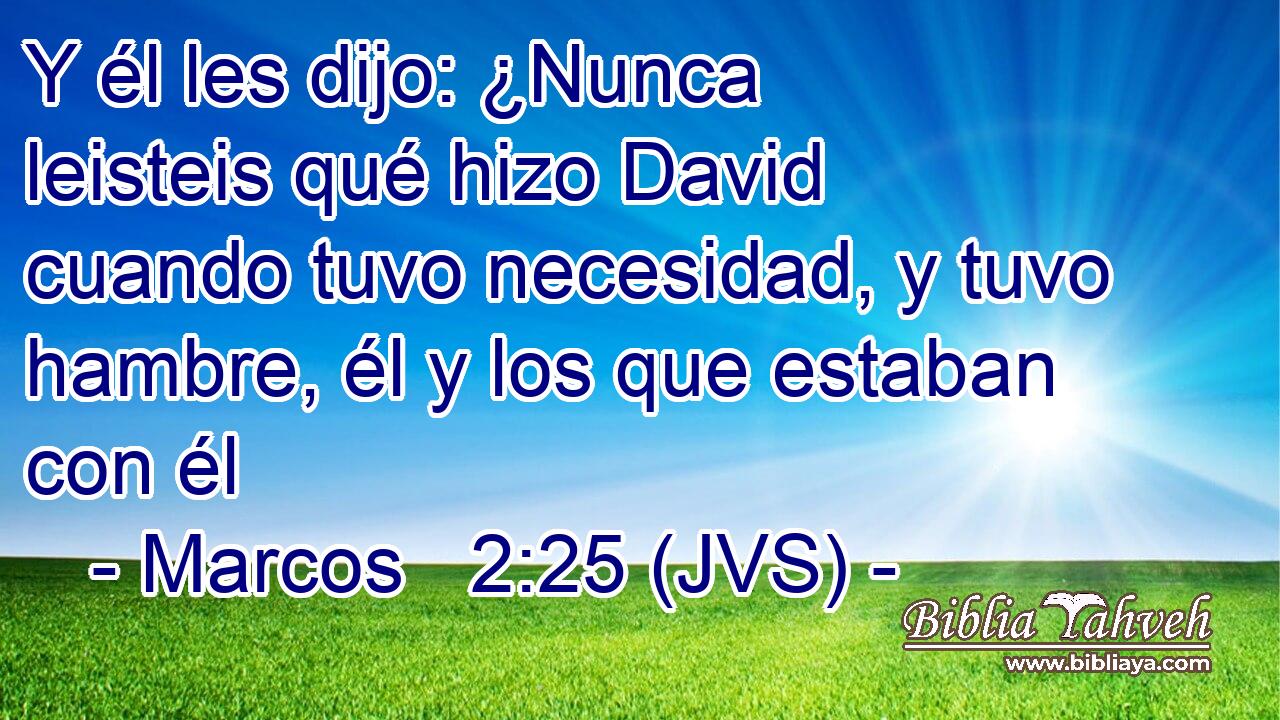 Y él les dijo: ¿Nunca leisteis qué hizo David cuando tuvo necesidad, y tuvo hambre, él y los que estaban con él
