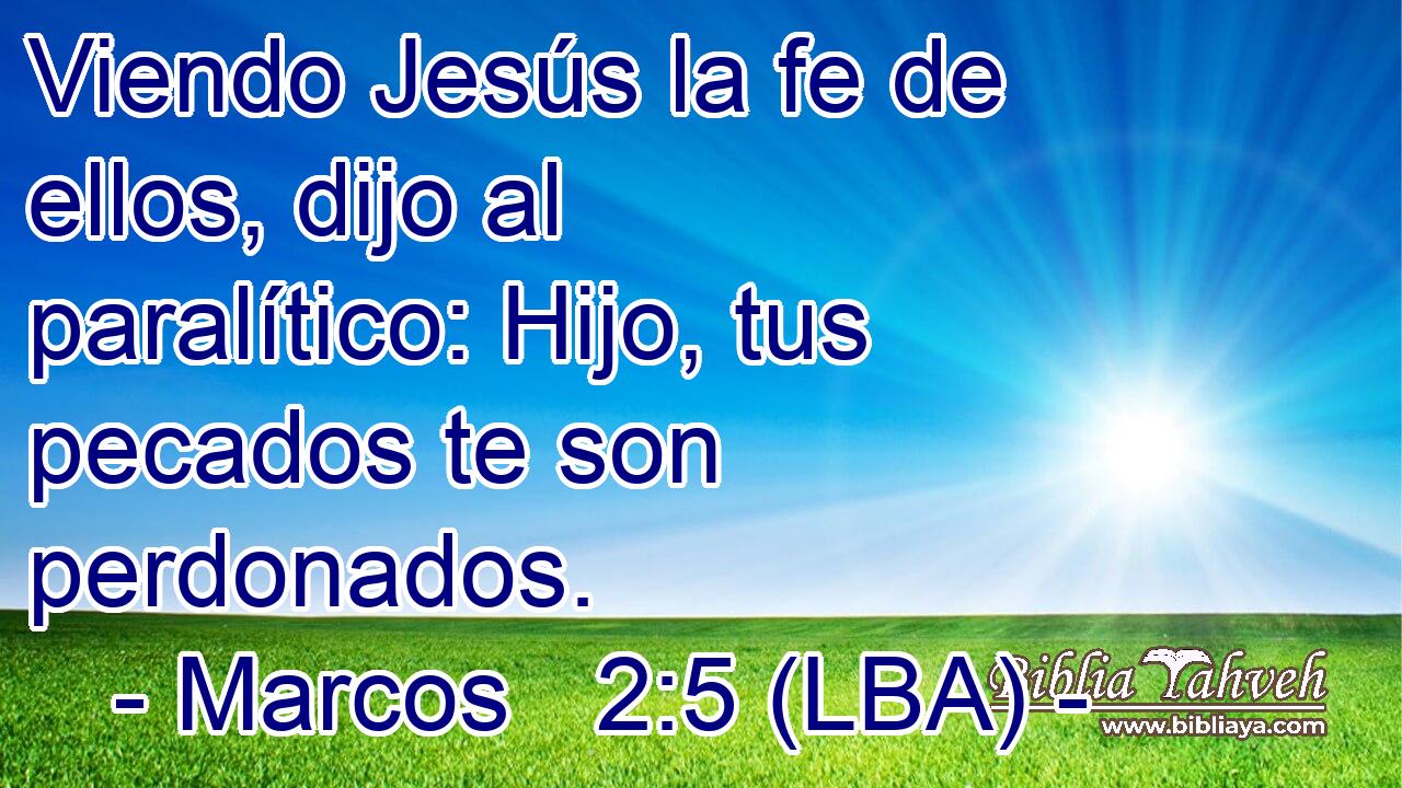 Viendo Jesús la fe de ellos, dijo al paralítico: Hijo, tus pecados te son perdonados.