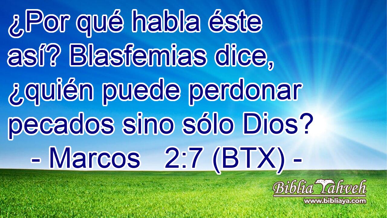 ¿Por qué habla éste así? Blasfemias dice, ¿quién puede perdonar pecados sino sólo Dios?