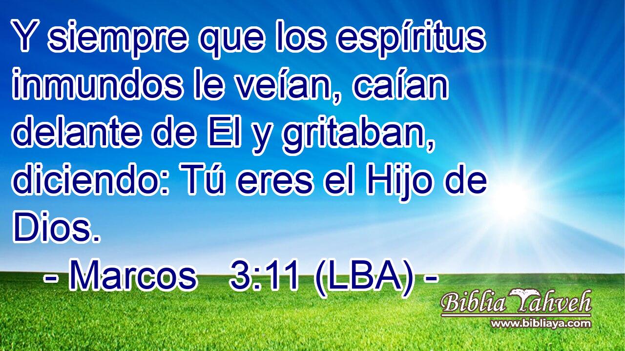 Y siempre que los espíritus inmundos le veían, caían delante de El y gritaban, diciendo: Tú eres el Hijo de Dios.