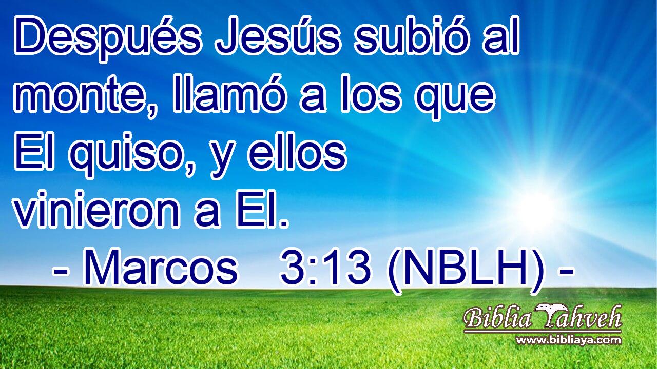  Después Jesús subió al monte, llamó a los que El quiso, y ellos vinieron a El. 