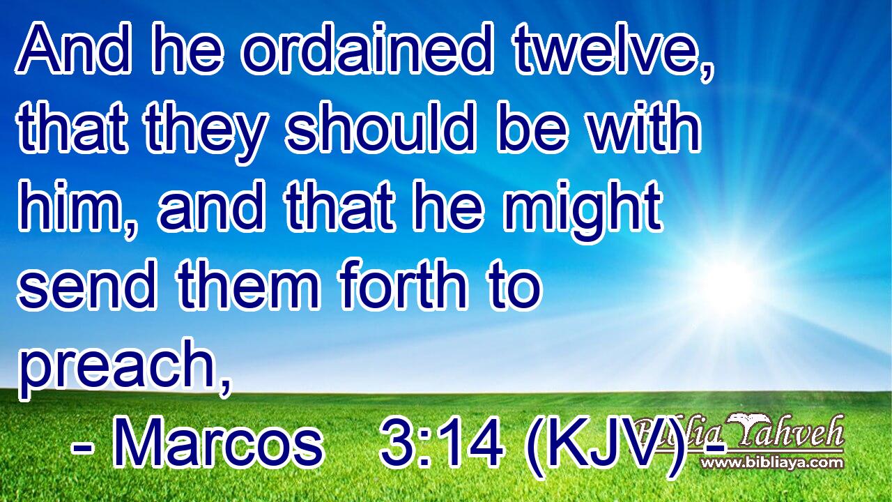 And he ordained twelve, that they should be with him, and that he might send them forth to preach,