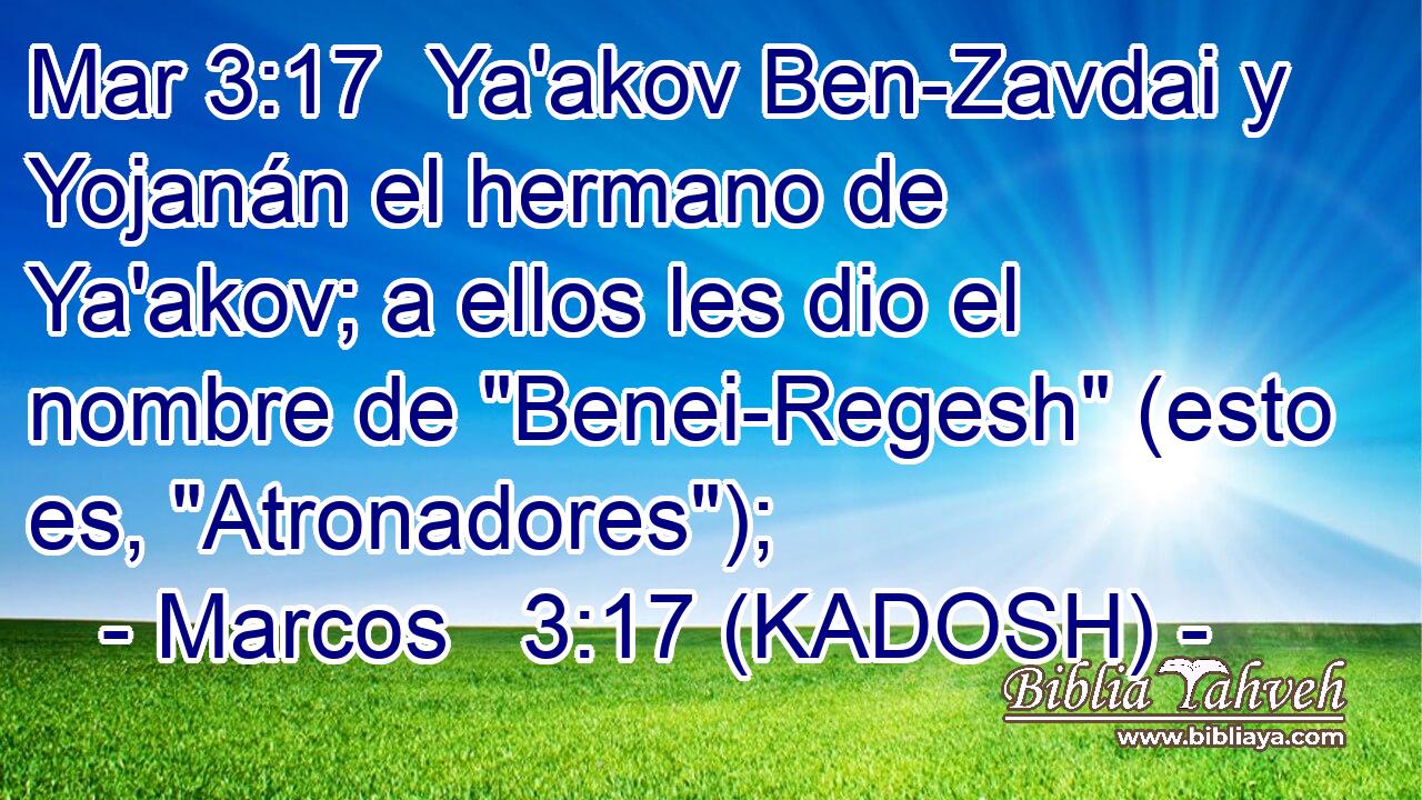  Ya'akov Ben-Zavdai y Yojanán el hermano de Ya'akov; a ellos les dio el nombre de 