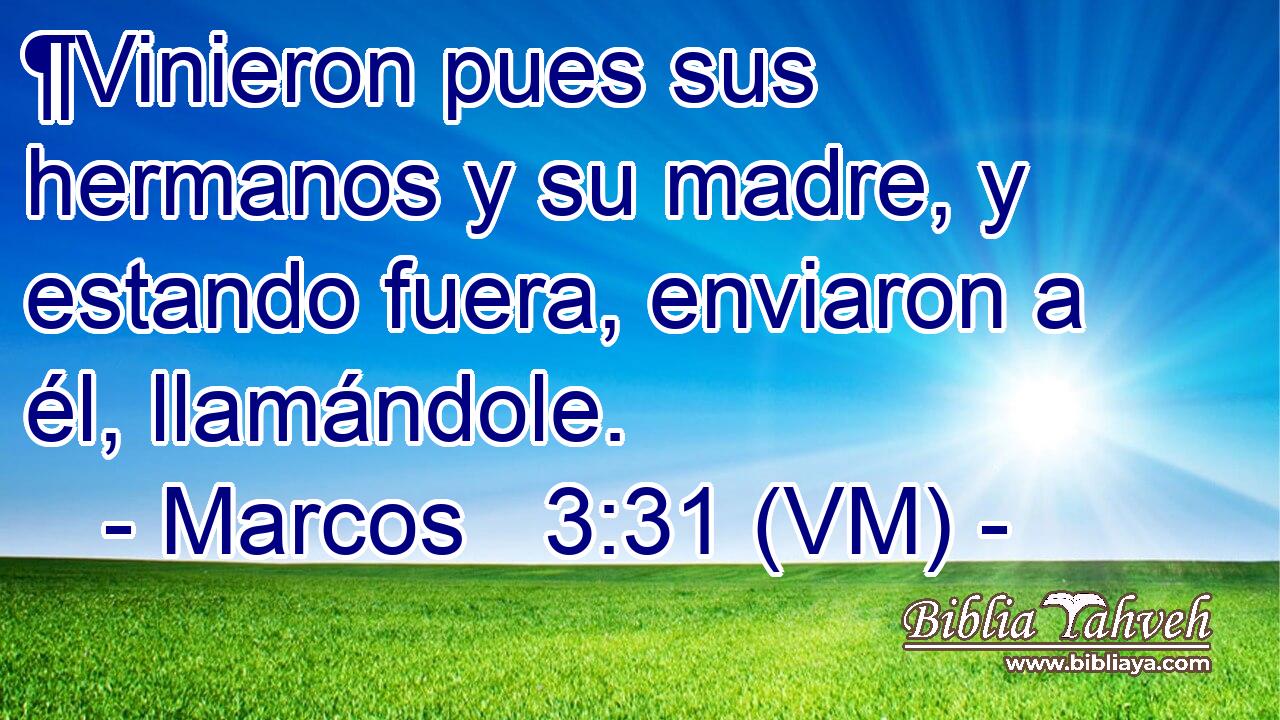  ¶Vinieron pues sus hermanos y su madre, y estando fuera, enviaron a él, llamándole. 
