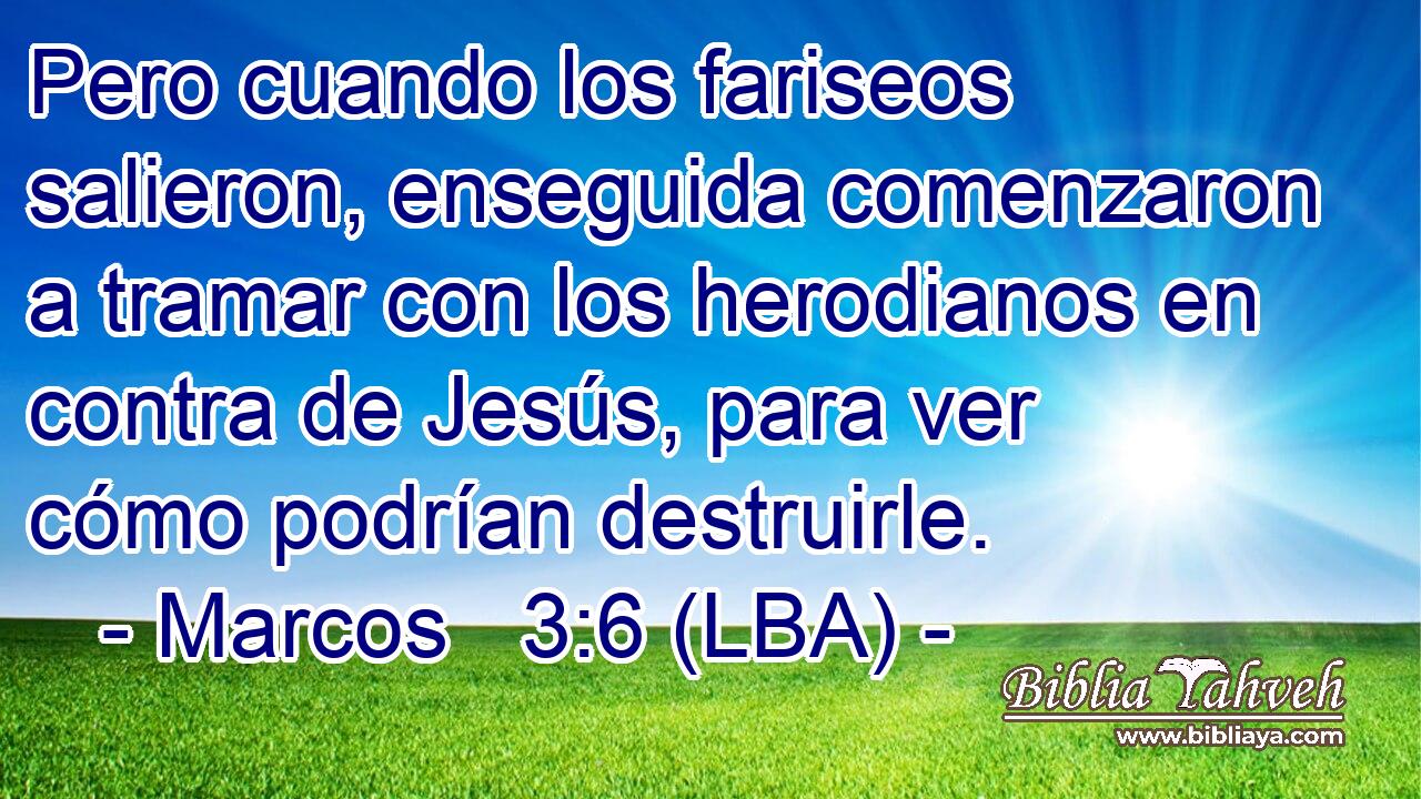 Pero cuando los fariseos salieron, enseguida comenzaron a tramar con los herodianos en contra de Jesús, para ver cómo podrían destruirle.