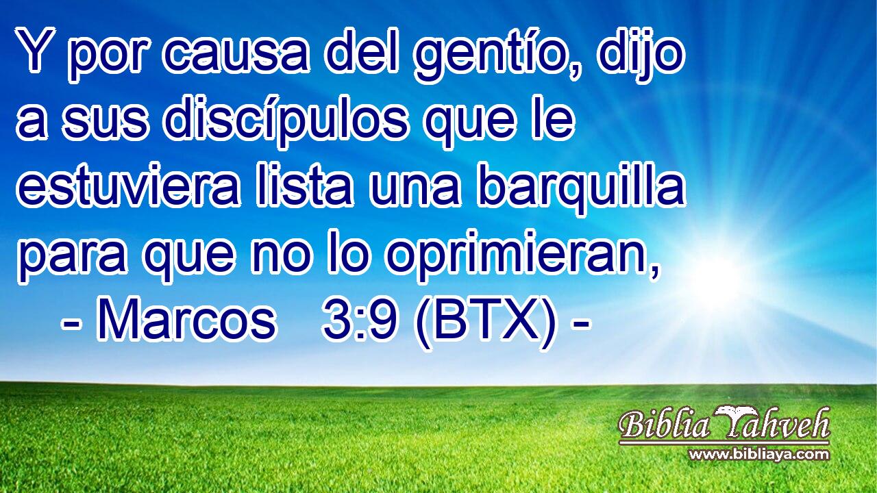 Y por causa del gentío, dijo a sus discípulos que le estuviera lista una barquilla para que no lo oprimieran,