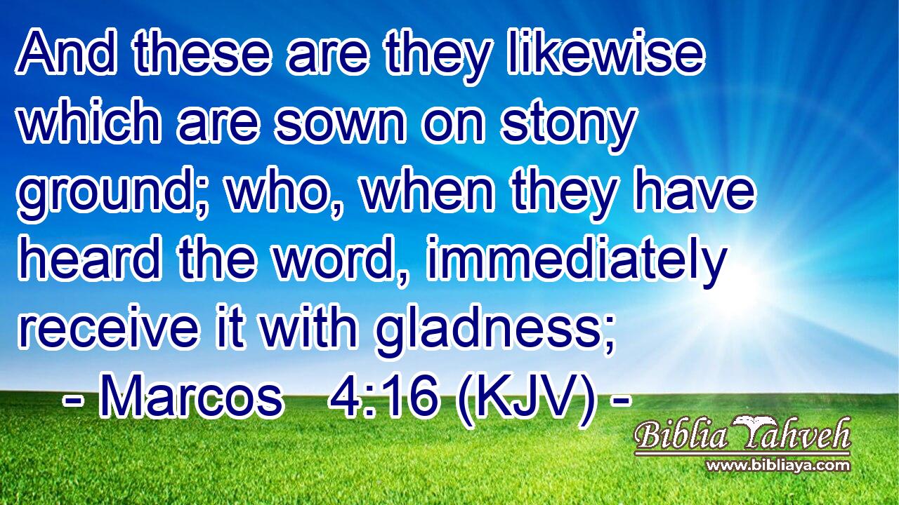 And these are they likewise which are sown on stony ground; who, when they have heard the word, immediately receive it with gladness;