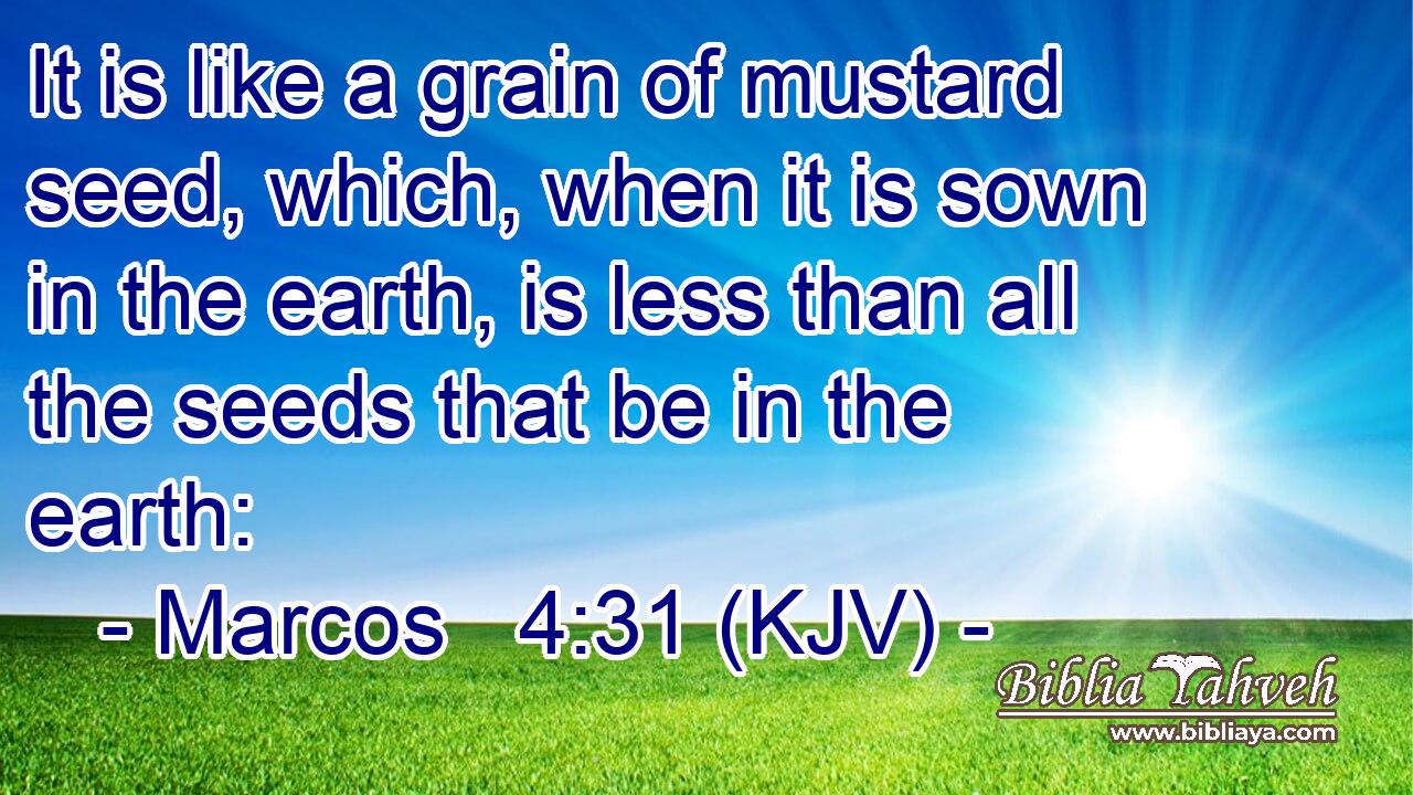 It is like a grain of mustard seed, which, when it is sown in the earth, is less than all the seeds that be in the earth: